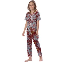 Authentic Aboriginal Art - Bushland Dreaming Kids  Satin Short Sleeve Pajamas Set by hogartharts