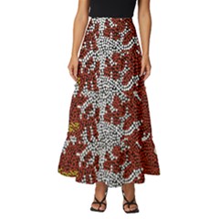 Authentic Aboriginal Art - Bushland Dreaming Tiered Ruffle Maxi Skirt by hogartharts