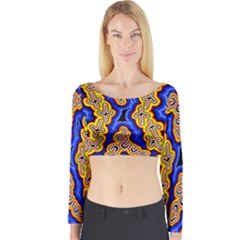 Authentic Aboriginal Art - Emu Dreaming Long Sleeve Crop Top by hogartharts