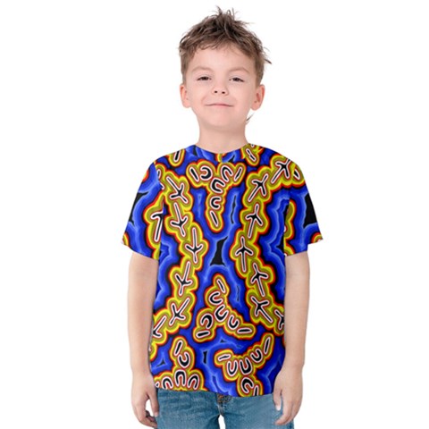 Authentic Aboriginal Art - Emu Dreaming Kids  Cotton T-shirt by hogartharts