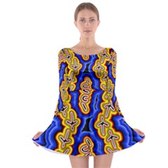 Authentic Aboriginal Art - Emu Dreaming Long Sleeve Skater Dress by hogartharts