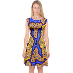 Authentic Aboriginal Art - Emu Dreaming Capsleeve Midi Dress by hogartharts