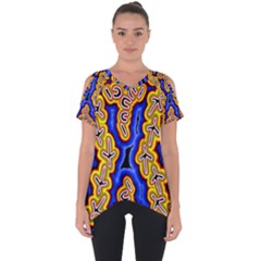 Authentic Aboriginal Art - Emu Dreaming Cut Out Side Drop T-shirt by hogartharts