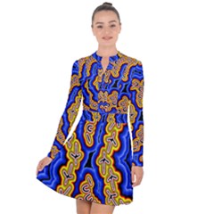 Authentic Aboriginal Art - Emu Dreaming Long Sleeve Panel Dress by hogartharts