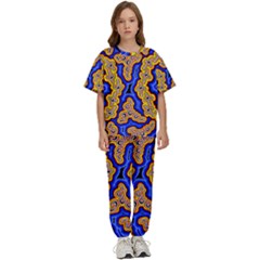 Authentic Aboriginal Art - Emu Dreaming Kids  T-shirt And Pants Sports Set by hogartharts