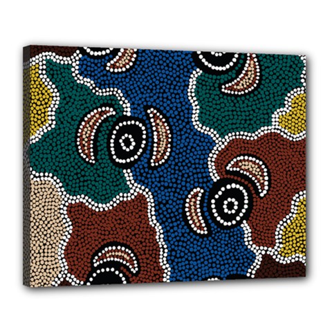 Authentic Aboriginal Art - Riverside Dreaming Canvas 20  X 16  (stretched) by hogartharts