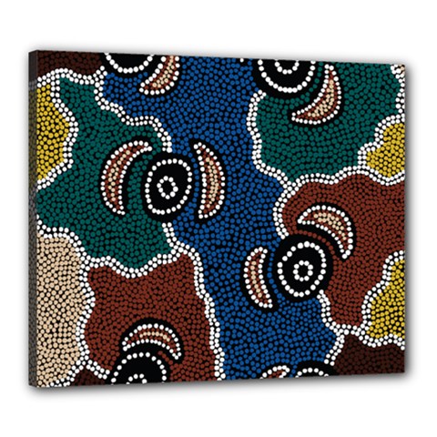 Authentic Aboriginal Art - Riverside Dreaming Canvas 24  X 20  (stretched) by hogartharts