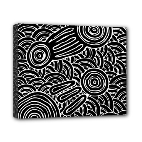 Authentic Aboriginal Art - Meeting Places Canvas 10  X 8  (stretched) by hogartharts