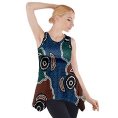 Authentic Aboriginal Art - Riverside Dreaming Side Drop Tank Tunic by hogartharts