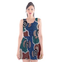 Authentic Aboriginal Art - Riverside Dreaming Scoop Neck Skater Dress by hogartharts