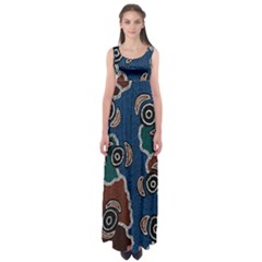 Authentic Aboriginal Art - Riverside Dreaming Empire Waist Maxi Dress by hogartharts