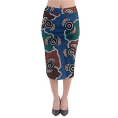 Authentic Aboriginal Art - Riverside Dreaming Midi Pencil Skirt by hogartharts