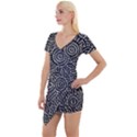 Authentic Aboriginal Art - Meeting Places Short Sleeve Asymmetric Mini Dress View1