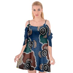 Authentic Aboriginal Art - Riverside Dreaming Cutout Spaghetti Strap Chiffon Dress by hogartharts