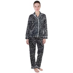 Authentic Aboriginal Art - Meeting Places Women s Long Sleeve Satin Pajamas Set	 by hogartharts