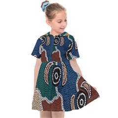 Authentic Aboriginal Art - Riverside Dreaming Kids  Sailor Dress