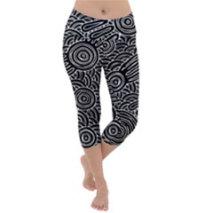 Authentic Aboriginal Art - Meeting Places Lightweight Velour Capri Yoga Leggings by hogartharts