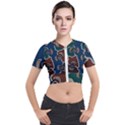 Authentic Aboriginal Art - Riverside Dreaming Short Sleeve Cropped Jacket View1