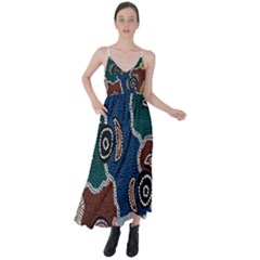 Authentic Aboriginal Art - Riverside Dreaming Tie Back Maxi Dress by hogartharts