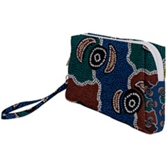 Authentic Aboriginal Art - Riverside Dreaming Wristlet Pouch Bag (small) by hogartharts