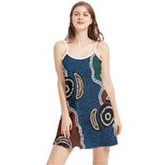 Authentic Aboriginal Art - Riverside Dreaming Summer Frill Dress by hogartharts