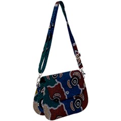 Authentic Aboriginal Art - Riverside Dreaming Saddle Handbag by hogartharts