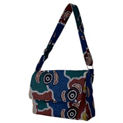 Authentic Aboriginal Art - Riverside Dreaming Full Print Messenger Bag (m) by hogartharts