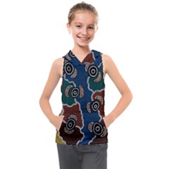 Authentic Aboriginal Art - Riverside Dreaming Kids  Sleeveless Hoodie by hogartharts