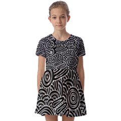 Authentic Aboriginal Art - Meeting Places Kids  Short Sleeve Pinafore Style Dress by hogartharts