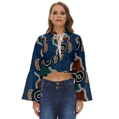 Authentic Aboriginal Art - Riverside Dreaming Boho Long Bell Sleeve Top by hogartharts