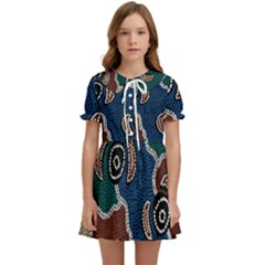 Authentic Aboriginal Art - Riverside Dreaming Kids  Sweet Collar Dress by hogartharts