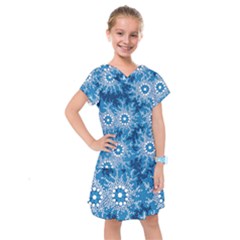 Authentic Aboriginal Art - Waterhole Dreaming Kids  Drop Waist Dress by hogartharts