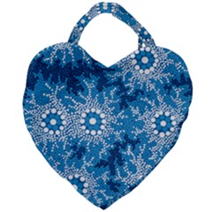 Authentic Aboriginal Art - Waterhole Dreaming Giant Heart Shaped Tote by hogartharts