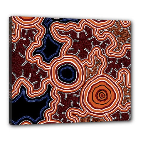 Authentic Aboriginal Art - Pathways Canvas 24  X 20  (stretched) by hogartharts