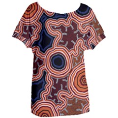 Authentic Aboriginal Art - Pathways Women s Oversized T-shirt by hogartharts