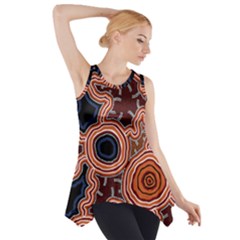 Authentic Aboriginal Art - Pathways Side Drop Tank Tunic by hogartharts