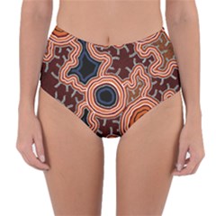 Authentic Aboriginal Art - Pathways Reversible High-waist Bikini Bottoms by hogartharts