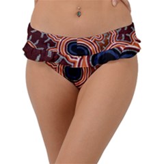 Authentic Aboriginal Art - Pathways Frill Bikini Bottoms by hogartharts