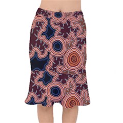 Authentic Aboriginal Art - Pathways Short Mermaid Skirt by hogartharts