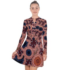 Authentic Aboriginal Art - Pathways Long Sleeve Panel Dress by hogartharts