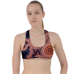 Authentic Aboriginal Art - Pathways Criss Cross Racerback Sports Bra by hogartharts