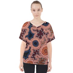 Authentic Aboriginal Art - Pathways V-neck Dolman Drape Top by hogartharts