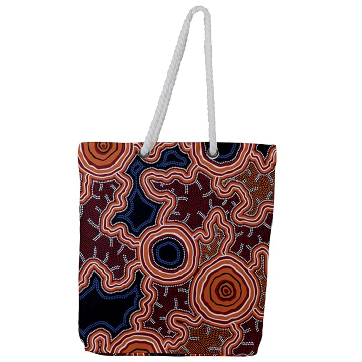 Authentic Aboriginal Art - Pathways Full Print Rope Handle Tote (Large)