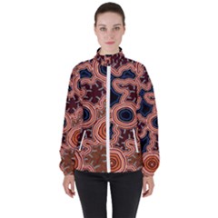 Authentic Aboriginal Art - Pathways Women s High Neck Windbreaker by hogartharts