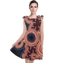 Authentic Aboriginal Art - Pathways Tie Up Tunic Dress by hogartharts