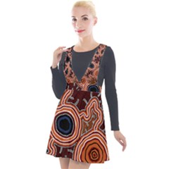 Authentic Aboriginal Art - Pathways Plunge Pinafore Velour Dress by hogartharts