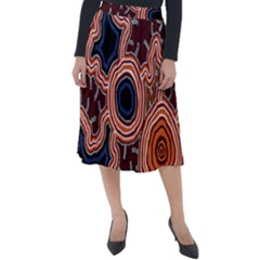 Authentic Aboriginal Art - Pathways Classic Velour Midi Skirt  by hogartharts