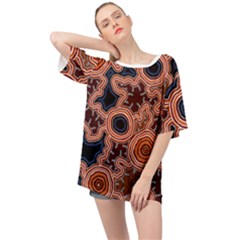 Authentic Aboriginal Art - Pathways Oversized Chiffon Top by hogartharts