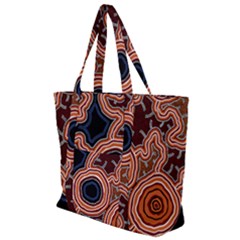 Authentic Aboriginal Art - Pathways Zip Up Canvas Bag by hogartharts