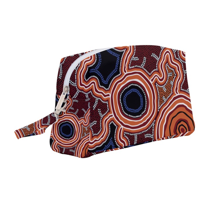 Authentic Aboriginal Art - Pathways Wristlet Pouch Bag (Medium)